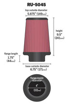 Load image into Gallery viewer, K&amp;N Engineering Air Filters - Universal Fit K&amp;N Filter 4 inch Flange 6 3/4 inch OD Base 5 7/8 inch OD Top 9 1/2 inch Height