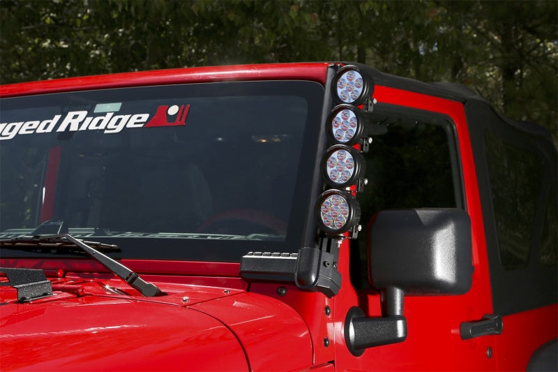 Rugged Ridge Light Mounts Rugged Ridge 07-18 Jeep Wrangler JK Elite Fast Track Windshield Light Bar Mount w/o Crossbar