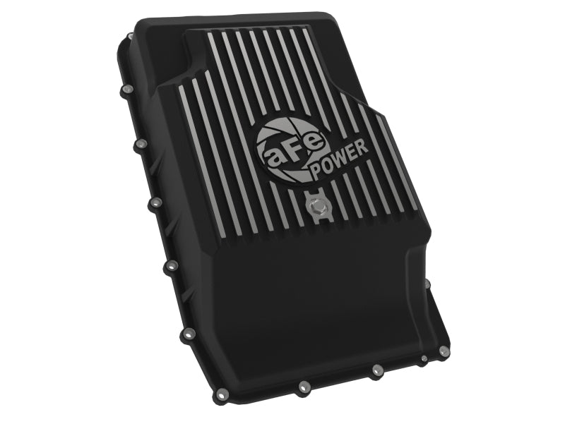 aFe Diff Covers aFe 17-24 Ford F-150 10R60/10R80 Pro Series Rear Transmission Pan Black w/ Machined Fins