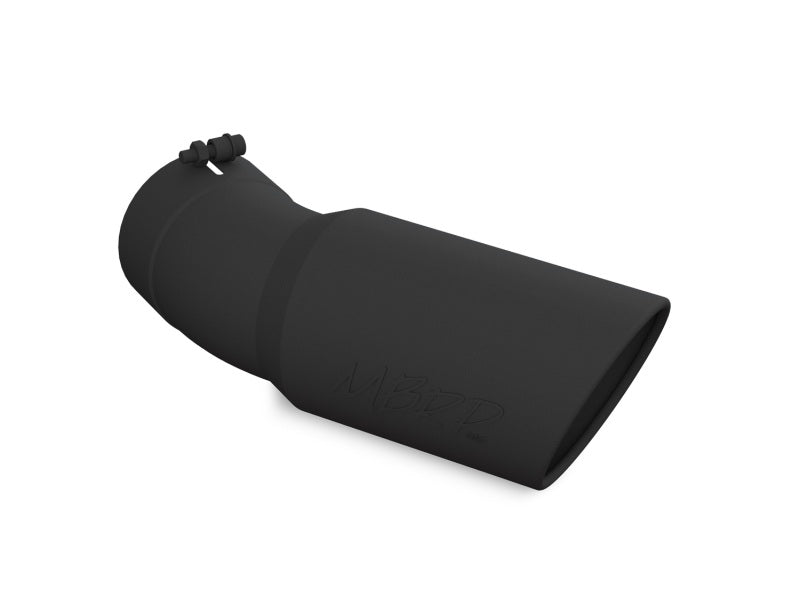 MBRP Tips MBRP Universal Tip 6in OD 5in Inlet 15.5in Length 30 Deg Bend Angled Rolled End Black