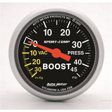 Load image into Gallery viewer, AutoMeter Gauges Autometer Sport-Comp 52mm 45 PSI Mechanical Boost Gauge