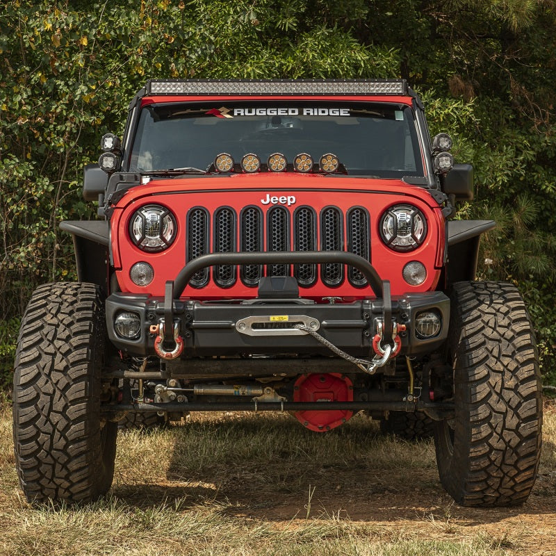 Rugged Ridge Bumpers - Steel Rugged Ridge Arcus Front Bumper Set W/ Overrider 2018 Jeep Wrangler JK