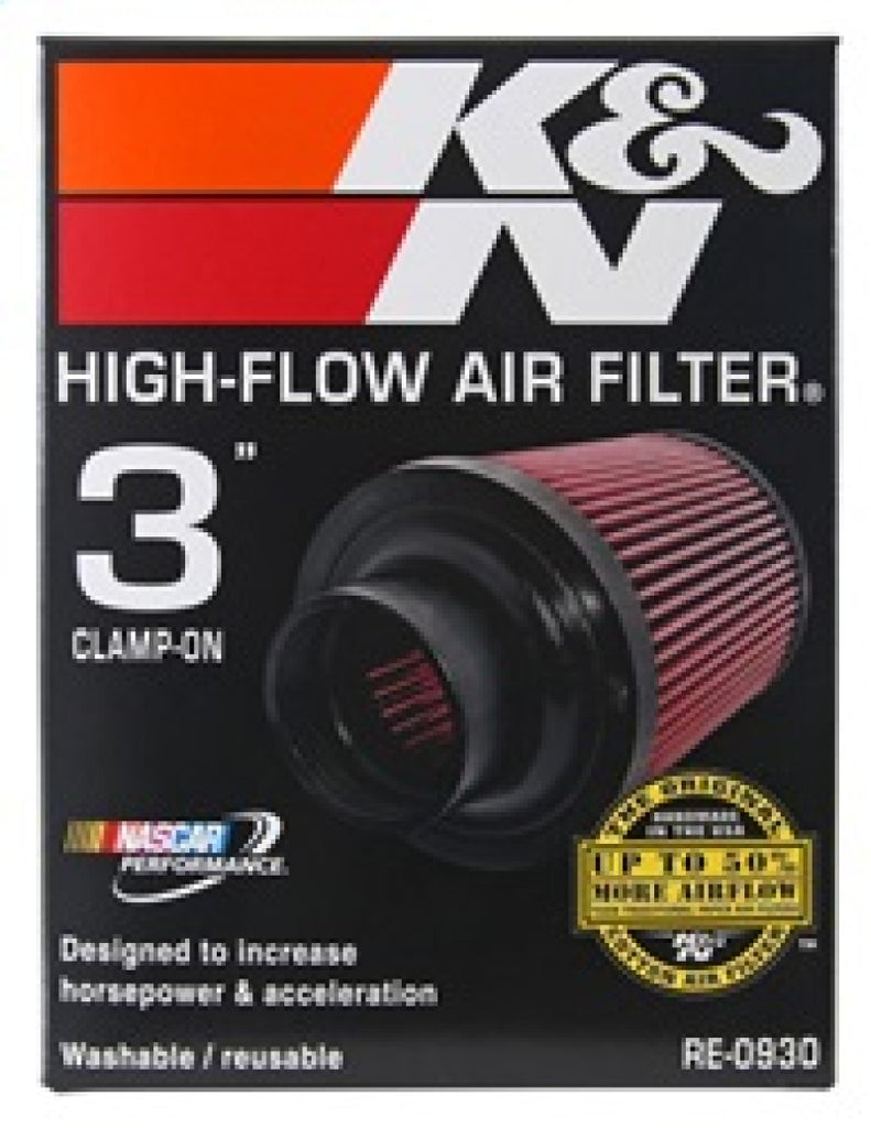 K&N Engineering Air Filters - Universal Fit K&N Universal Rubber Filter - Round Tapered 6in Base OD x 3in Flange ID x 6in H