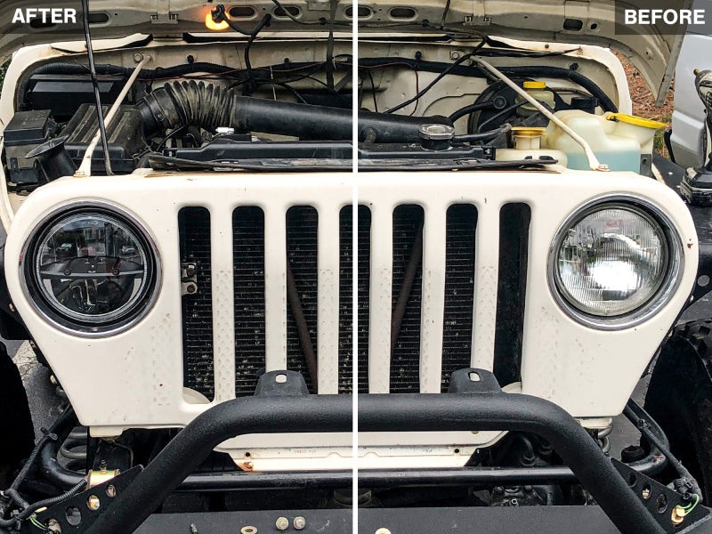 Raxiom Headlights Raxiom 97-18 Jeep Wrangler TJ/JK Axial Series LED Headlights- Black Housing (Clear Lens)