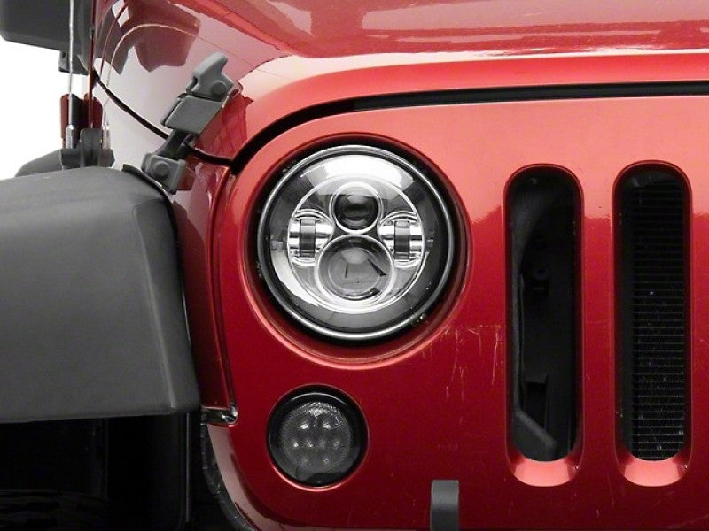Raxiom Headlights Raxiom 97-18 Jeep Wrangler TJ/JK Axial Series LED Daymaker Headlights- Chrome Housing (Clear Lens)