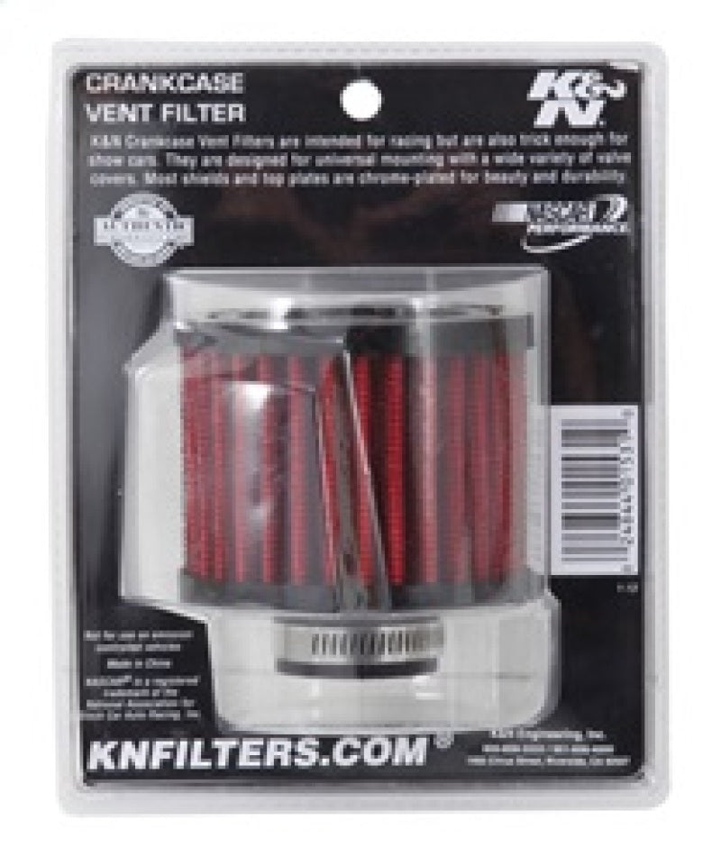 K&N Engineering Air Filters - Universal Fit K&N 1 inch ID 3 inch OD 2.375 inch H Rubber Base Crankcase Vent Filter