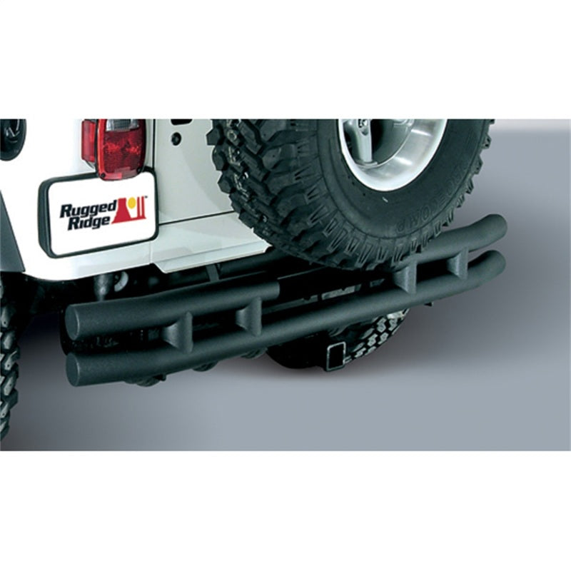 Rugged Ridge Bumper Accessories Rugged Ridge 3-In Dbl Tube Rear Bumper w/ Hitch 87-06 Jeep Wrangler