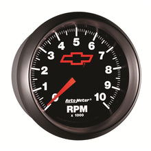 Load image into Gallery viewer, AutoMeter Gauges AutoMeter Gauge Tachometer 3-3/8in. 10K RPM In-Dash Chevy Red Bowtie Black