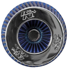 Load image into Gallery viewer, K&amp;N Engineering Air Filters - Universal Fit K&amp;N Universal Air Filter Chrome Round Tapered Blue - 4in Flange ID x 1.125in Flange Length x 5.5in H