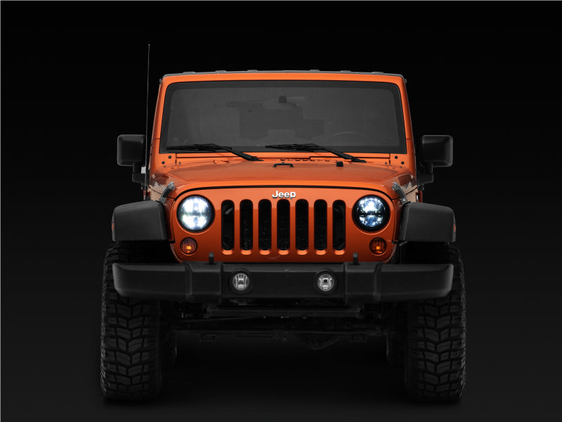 Raxiom Headlights Raxiom 97-18 Jeep Wrangler TJ/JK Axial Series LED Headlights- Black Housing (Clear Lens)