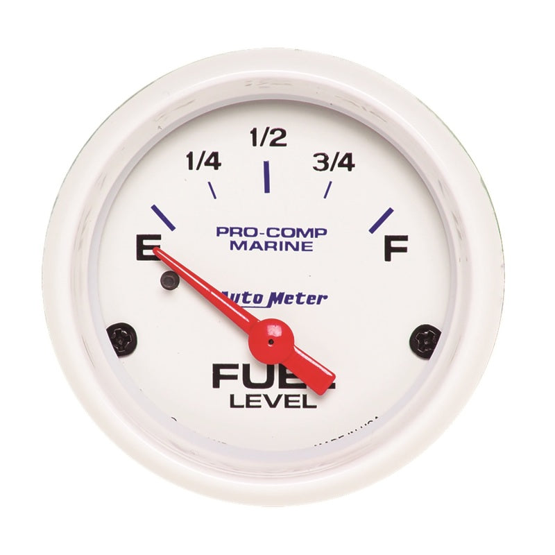 AutoMeter Gauges Autometer Marine White Gauge 2-1/16in Electric Fuel Level Gauge