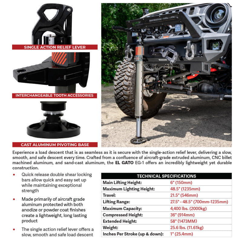 Go Rhino Uncategorized Go Rhino Xventure Gear EG1 El Gato Hydraulic Jack - Graphite