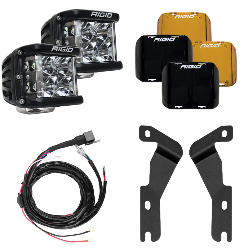 Rigid Industries Light Mounts Rigid Industries 16-20 Toyota Tacoma A-Pillar Light Mount Kit (Incl. D-SS Flood/Black/Yellow Covers)