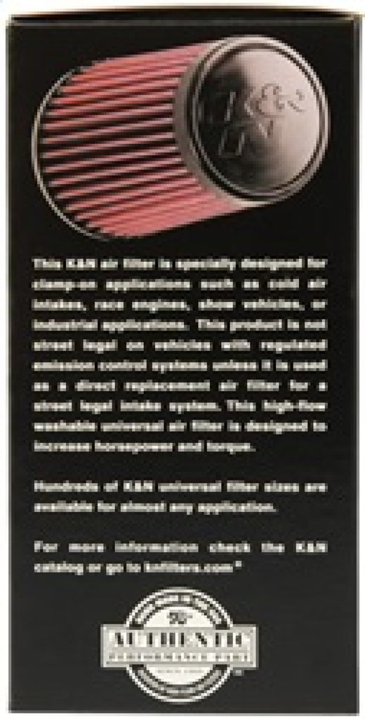 K&N Engineering Air Filters - Universal Fit K&N Filter Universal Rubber Filter 3 1/2 inch Flange 4 5/8 inch Base 3 1/2 inch Top 7 inch Height