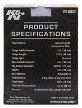 Load image into Gallery viewer, K&amp;N Engineering Air Filters - Universal Fit K&amp;N Universal Air Filter (4in. Flange / 6in. Base OD / 4-5/8in. Top OD / 6in. Height)