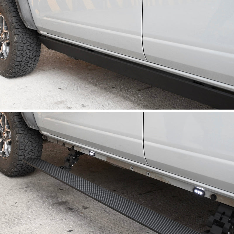 Go Rhino Running Boards Go Rhino 21-23 Ford Bronco 4dr E-BOARD E1 Electric Running Board Kit (No Drill) - Tex. Blk