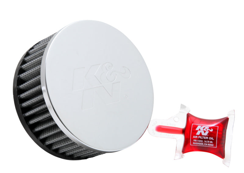 K&N Engineering Air Filters - Universal Fit K&N Universal Chrome Filter 2 1/2 inch O/S FLG / 4 1/2 inch OD / 2 inch Height