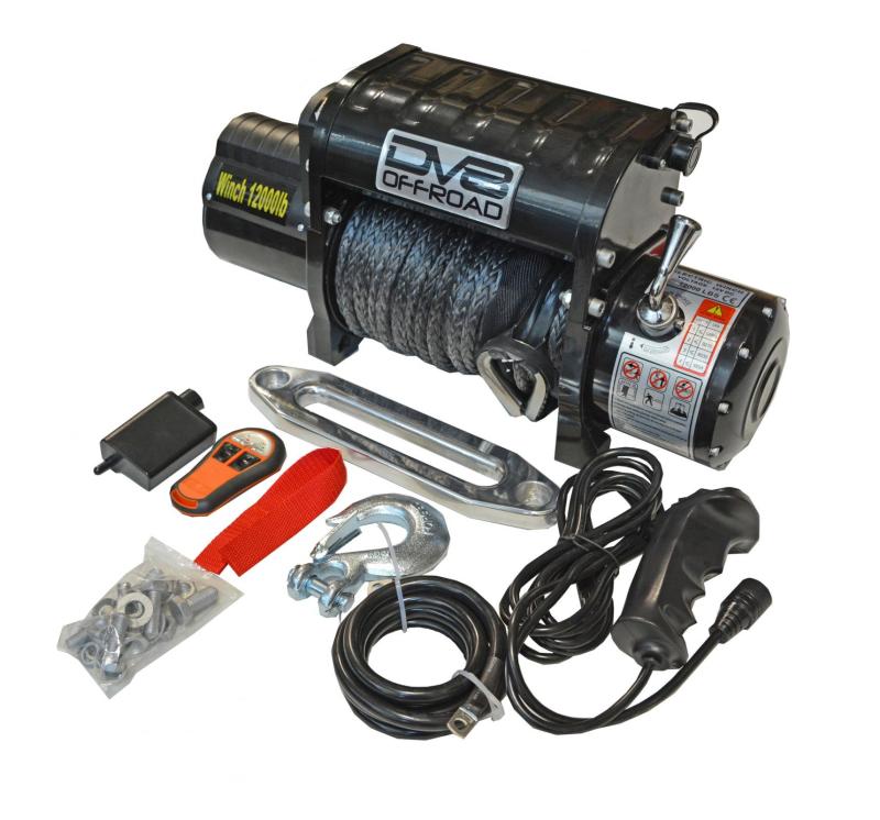 DV8 Offroad Winch Kit DV8 Offroad 12000 LB Winch w/ Synthetic Line & Wireless Remote - Black