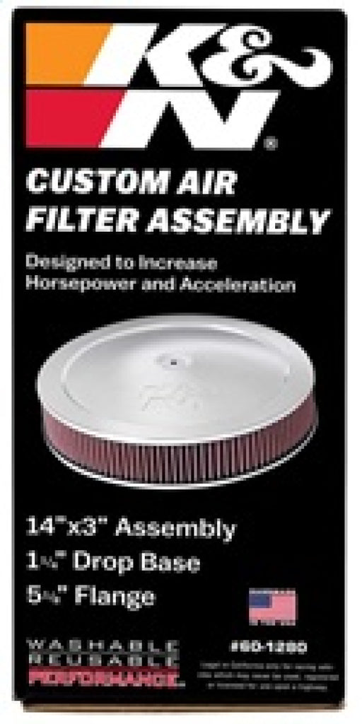 K&N Engineering Air Filters - Direct Fit K&N 14in Red Custom Air Cleaner Assembly - 5.125in ID x 14in OD x 2.75in H x 1.25in Drop Base