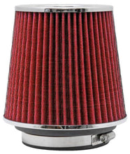 Load image into Gallery viewer, K&amp;N Engineering Air Filters - Universal Fit K&amp;N Universal Air Filter Chrome Round Tapered Red - 4in Flange ID x 1.125in Flange Length x 5.5in H