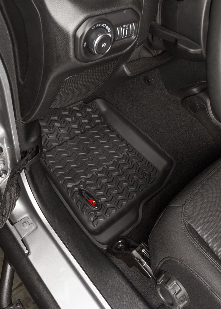 Rugged Ridge Floor Mats - Rubber Rugged Ridge Floor Liner Front Black 2018-2020 Jeep Wrangler 2020 Gladiator JL / JT