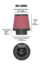 Load image into Gallery viewer, K&amp;N Engineering Air Filters - Universal Fit K&amp;N Filter Universal Rubber Filter 3 1/2 inch Flange 5 inch Base 3 1/2 inch Top 4 inch Height