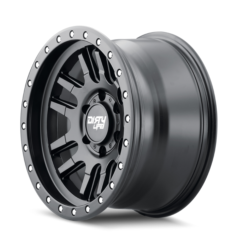 Dirty Life Wheels - Cast Dirty Life 9309 Canyon Pro 17x9/5x127 BP/-38mm Offset/71.5mm Hub Matte Black Wheel - Beadlock