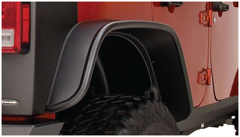 Bushwacker Fender Flares Bushwacker 07-18 Jeep Wrangler Unlimited Flat Style Flares 2pc 4-Door Sport Utility Only - Black