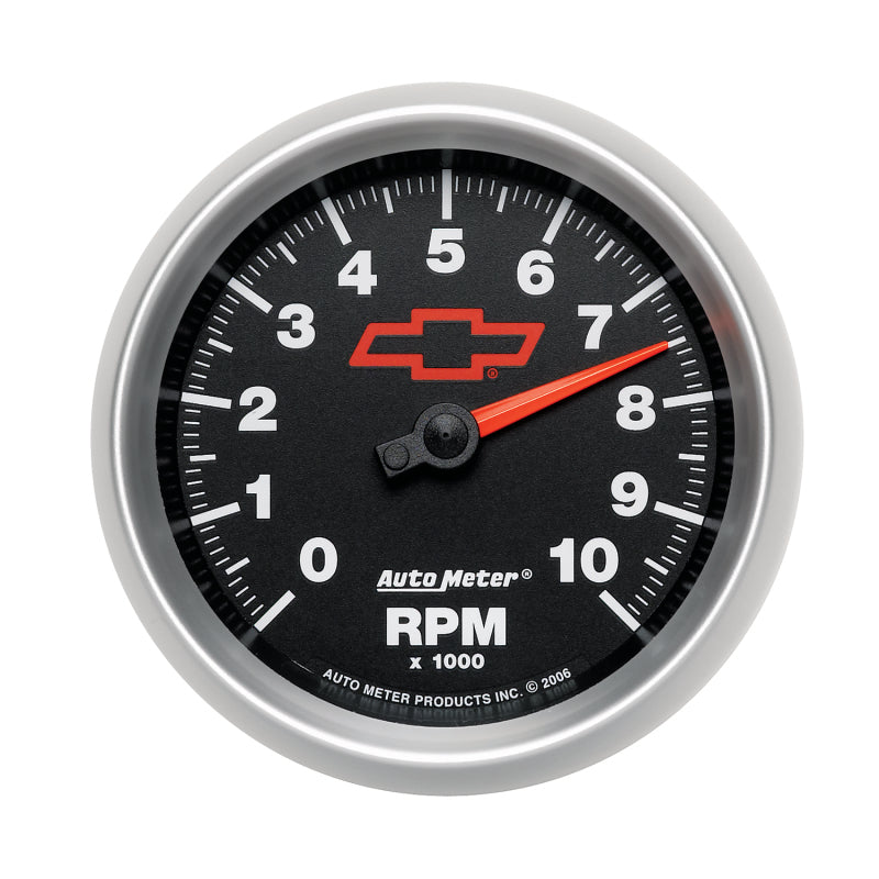 AutoMeter Gauges AutoMeter Gauge Tachometer 3-3/8in. 10K RPM In-Dash Chevy Red Bowtie Black