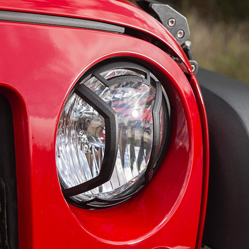Rugged Ridge Light Covers and Guards Rugged Ridge 07-18 Jeep Wrangler JK/JKU Textured Black Elite Headlight Euro Guards