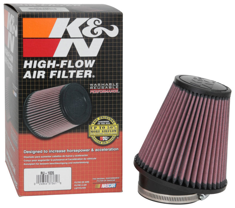 K&N Engineering Air Filters - Universal Fit K&N Filter Universal Rubber Filter 3 1/2 inch 10 Degree Flange 5 3/4 inch OD 6 inch Height