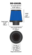 Load image into Gallery viewer, K&amp;N Engineering Air Filters - Universal Fit K&amp;N Universal Air Filter Chrome Round Tapered Blue - 4in Flange ID x 1.125in Flange Length x 5.5in H