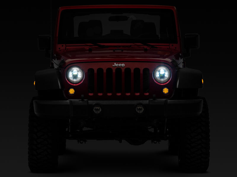 Raxiom Headlights Raxiom 97-18 Jeep Wrangler TJ/JK Axial Series LED Daymaker Headlights- Chrome Housing (Clear Lens)