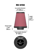 Load image into Gallery viewer, K&amp;N Engineering Air Filters - Universal Fit K&amp;N Universal Tapered Filter 3in Flange ID x 6in Base OD x 4in Top OD x 6.75in Height