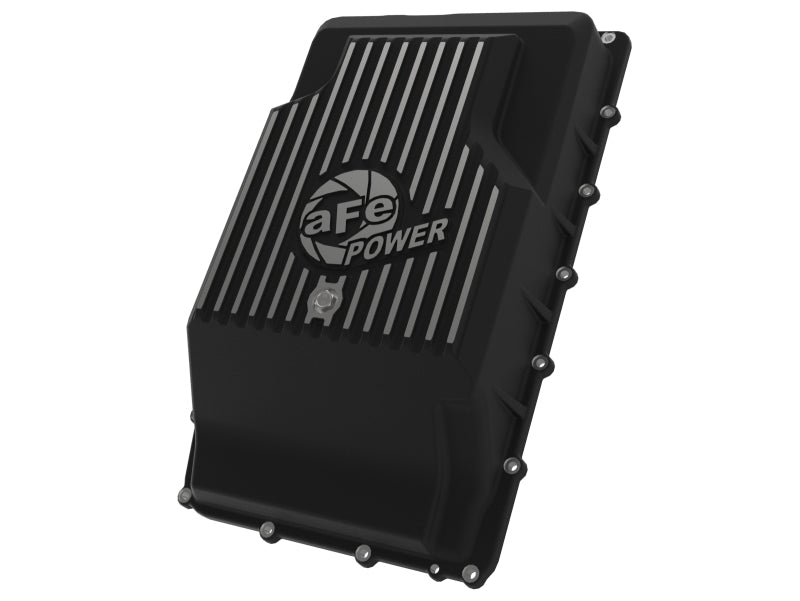 aFe Diff Covers aFe 17-24 Ford F-150 10R60/10R80 Pro Series Rear Transmission Pan Black w/ Machined Fins