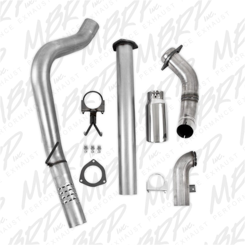 MBRP Downpipe Back MBRP 11-14 Ford 6.7L F-250/350/450 4in Filter Back Single Side Exit Alum and Down Pipe Exhaust