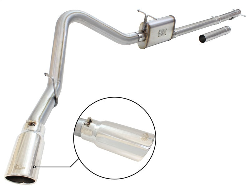 aFe Catback aFe MACHForce XP Exhaust 3in-3.5in SS Single Side Ext CB w/ Polish Tip 99-04 Ford F-250 V8 5.4L/6.8L