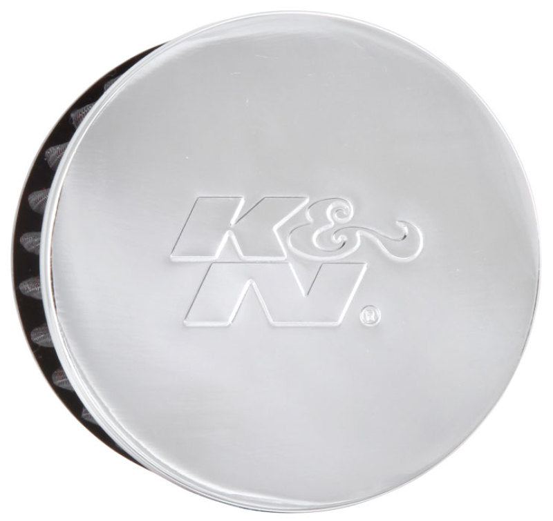 K&N Engineering Air Filters - Universal Fit K&N 1.5in Flange ID x 3in OD x 2.5in H Chrome Finish Rubber Base Crankcase Vent Filter