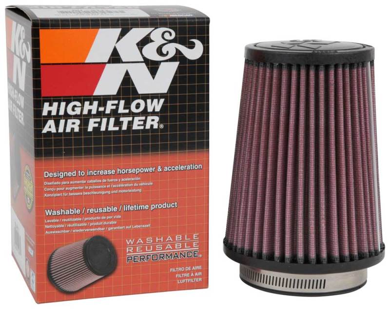 K&N Engineering Air Filters - Universal Fit K&N Filter Universal Rubber Filter 3  Flange 4 1/2 Base inch 3 1/2 inch Top 5 3/4 inch Height