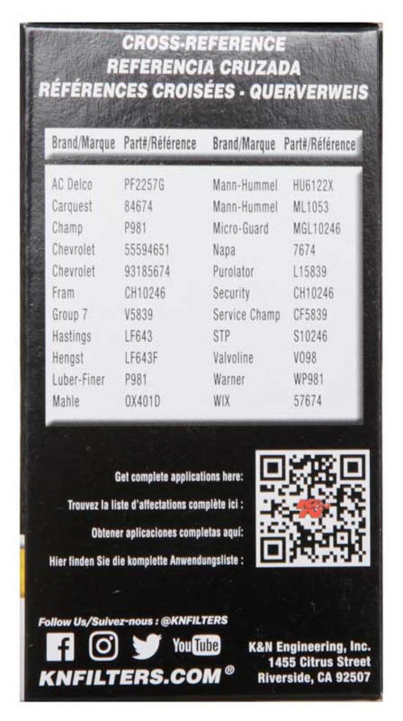 K&N Engineering Oil Filters K&N Performance Oil Filter for 09-19 GM 1.4L / 1.6L / 1.8L w/ Hengst Filter Housing