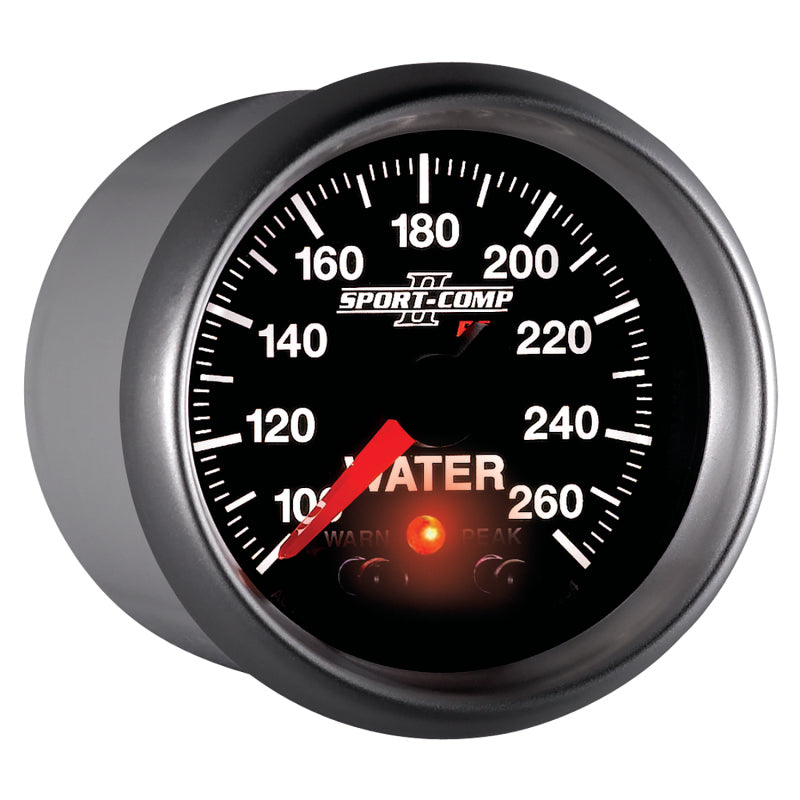 AutoMeter Gauges Autometer Sport-Comp II 52.4mm 100-260 Deg F Water Temp Peak & Warn w/ Electronic Control Gauge