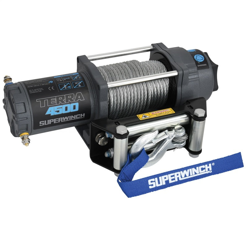 Superwinch Winches Superwinch 4500 LBS 12V DC 15/64in x 50ft Steel Rope Terra 4500 Winch - Gray Wrinkle