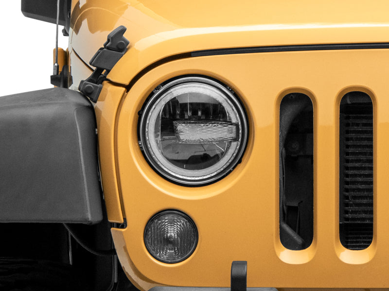 Raxiom Headlights Raxiom 97-18 Jeep Wrangler TJ/JK 7-Inch LED Headlights w/ Halos- Black Housing (Clear Lens)