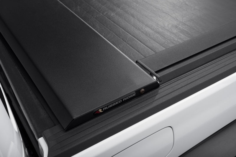 Rugged Ridge Tonneau Covers - Hard Fold Rugged Ridge 20-22 Jeep Gladiator w/o Trail Rail Sys Armis Tonneau Cover w/Max Track - Tex. Blk