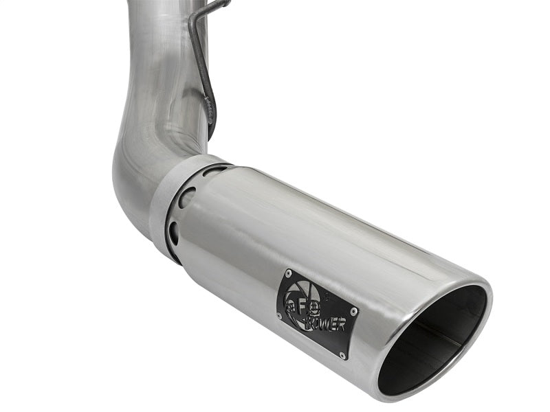 aFe DPF Back aFe LARGE BORE HD 5in 409-SS DPF-Back Exhaust w/Polished Tip 2017 Ford Diesel Trucks V8 6.7L (td)