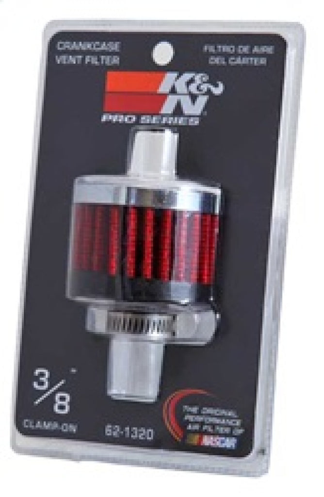 K&N Engineering Air Filters - Universal Fit K&N Clamp On Rubber Base Crankcase Vent Filter 0.375in Flange ID x 2in OD x 1.5in Height