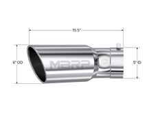 Load image into Gallery viewer, MBRP Steel Tubing MBRP Universal Tip 6in OD 5in Inlet 15.5in Length 30 Deg Bend Angled Rolled End T304