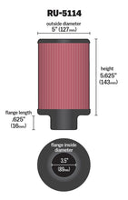 Load image into Gallery viewer, K&amp;N Engineering Air Filters - Universal Fit K&amp;N Filter Universal Rubber Filter 3.5in Flange ID x 5in OD x 5.625in H