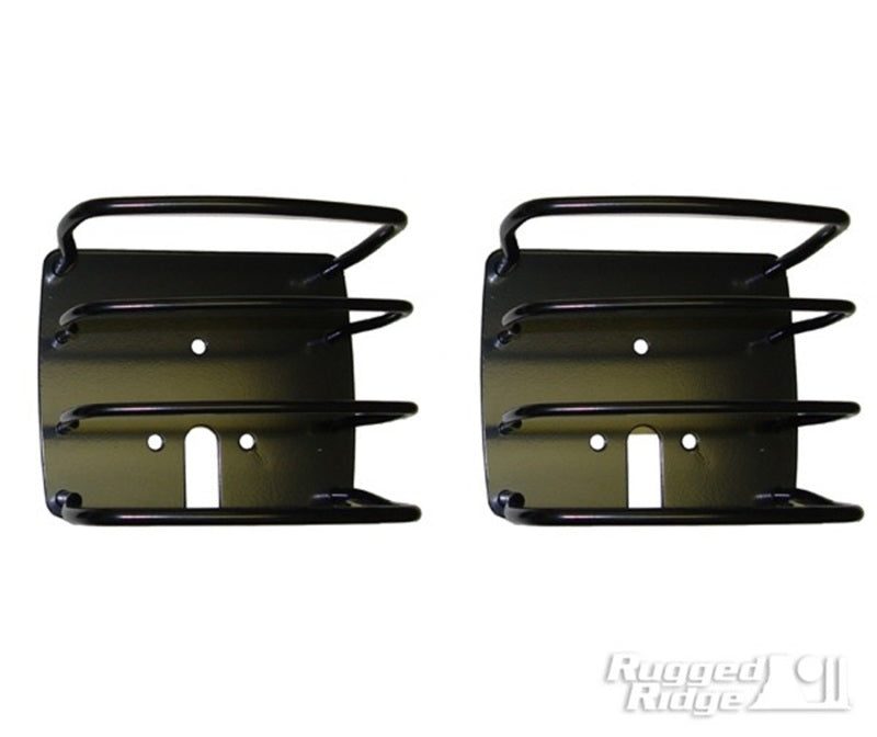 Rugged Ridge Light Covers and Guards Rugged Ridge 76-06 Jeep CJ / Jeep Wrangler Black Euro Tail Light Guards