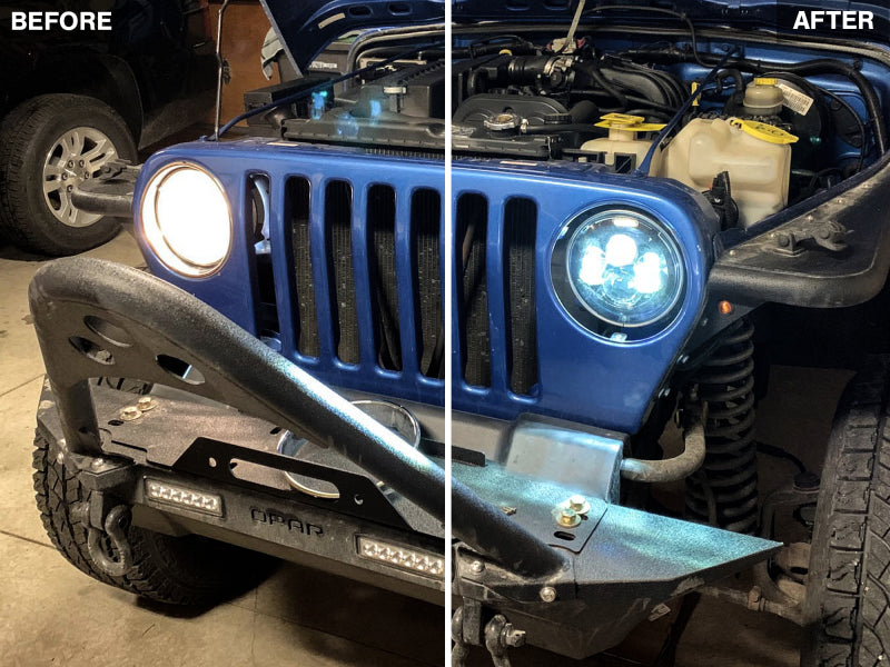 Raxiom Headlights Raxiom 97-18 Jeep Wrangler TJ/JK Axial Series LED Daymaker Headlights- Black Housing (Clear Lens)